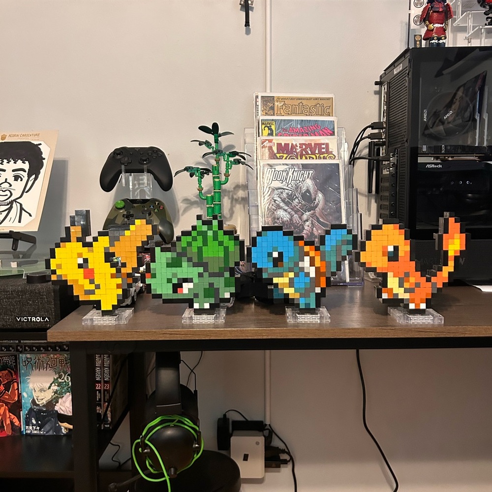 Lego Pixel Art Pokémon Figures - Yellow, Green, Blue, Orange